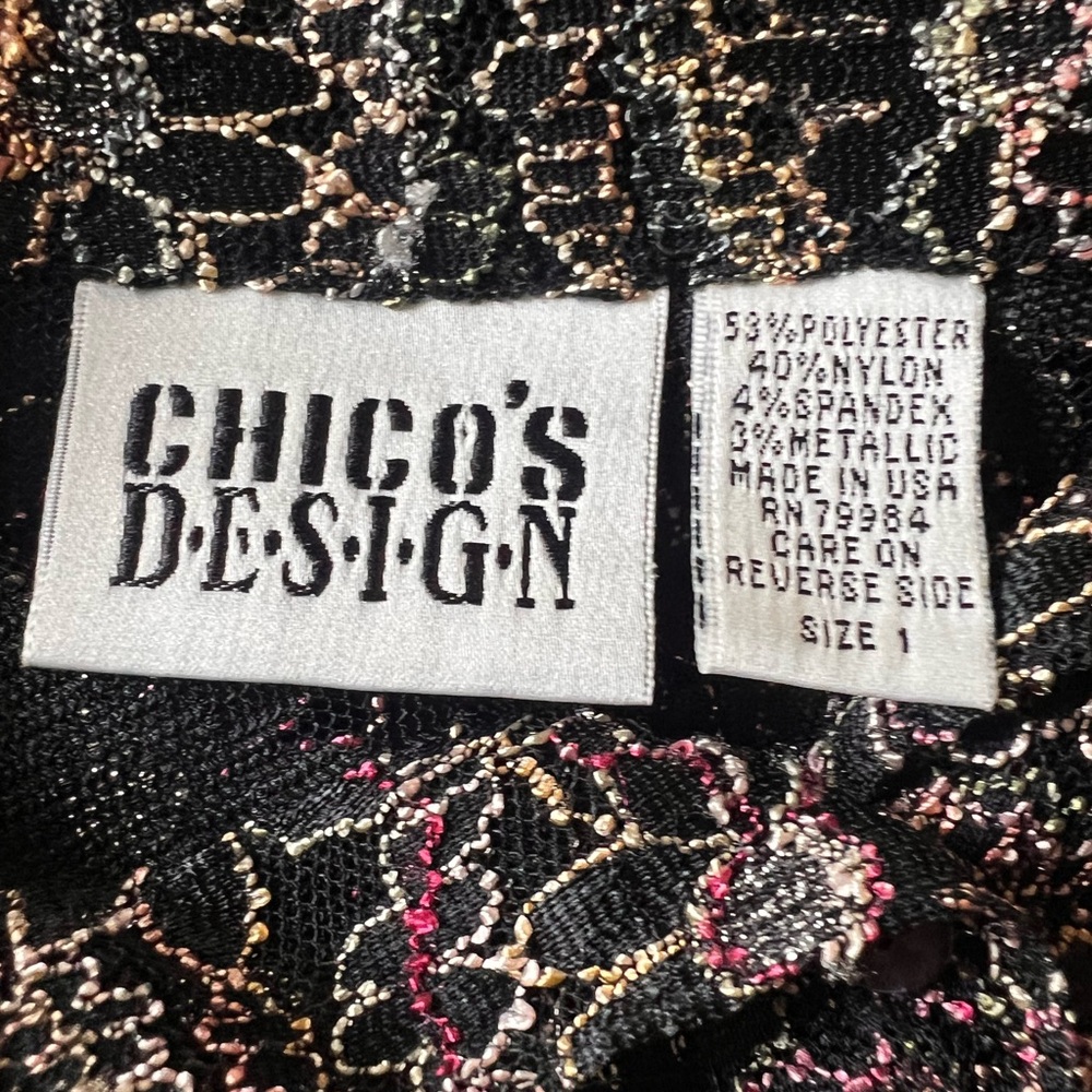 Chico's Design Vintage Multicolor See Through Floral Blouse - Picture 4 of 6